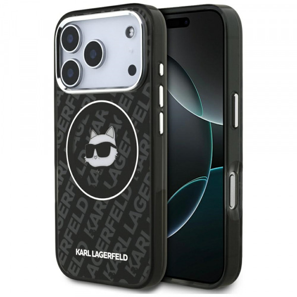 Husa MagSafe pentru Apple iPhone 18 Pro / 17 Pro, Karl Lagerfeld, IML Choupette`s Head, Neagra